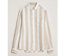 Regular Fit Bold Stripe Leinen Shirt /White