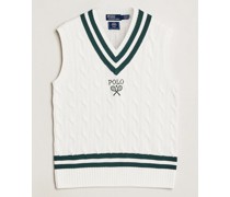 Wimbledon Cricket Vest White/Moss Agate