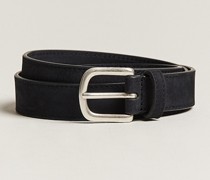 Slim Stitched Nubuck Leder Belt 2,5 cm Black