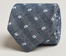 Silk/Leinen/Baumwoll Paisley 8cm Krawatte Navy