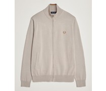 Stricked Zip Through Jacke Dark Oatmeal