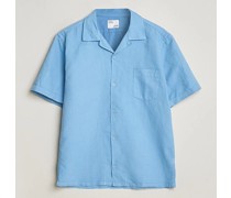Baumwoll/Leinen Kurzarm Shirt Seaside Blue