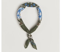 Baumwoll Voilé Printed Flower Bandana Olive