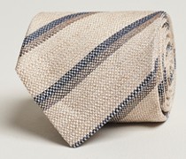 Silk/Leinen gestreift 8cm Krawatte Natural