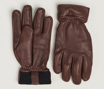 Kjetil Deerskin Rib Stricked Cuff Glove Chocolate