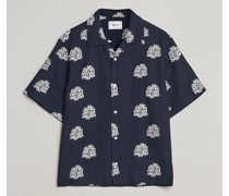 Leo Printed Kurzarm Shirt Navy Blue