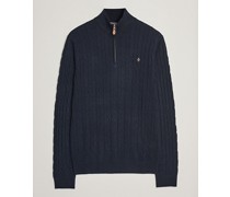 Merino Cable Half Zip Navy