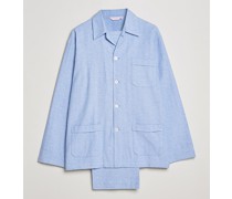 Brushed Baumwoll Flannel Herringbone Pyjamaset Blue