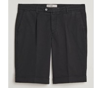 Pleated Baumwoll Shorts Black
