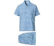 Shortie Printed Baumwoll Pyjamaset Blue