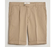 Pleated Baumwoll Shorts Taupe