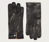 Leder Striped Piping Glove Black