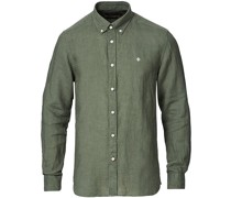 Douglas Leinen Buttondownhemd Olive