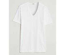 Sea Island Baumwoll V-Neck T-Shirt White