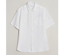 Regular Kurzarm Leinen Shirt Bright White