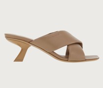 Slides mit überkreuztem Streifen Beige