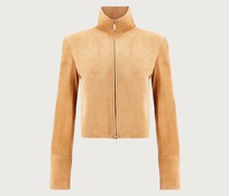 Blouson aus Veloursleder Beige