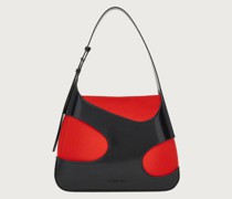 Schultertasche mit cut out (M) Schwarz/Flamm