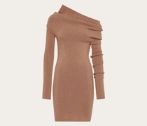 Einschulter Strickkleid Beige