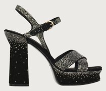 Sandalen mit Plateausohle und Kristallen mit Degradé Optik
