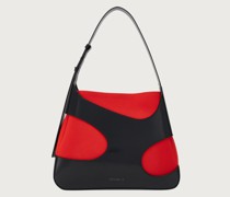 Schultertasche mit cut out (L) Schwarz/Flamm