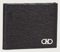 Doppelt gefaltete Brieftasche mit Münzfach Schwarz/