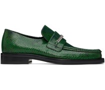 Green Square Toe Loafers