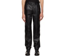 Black Pleated Leather Pants
