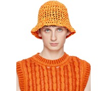 Orange Crochet Bucket Hat