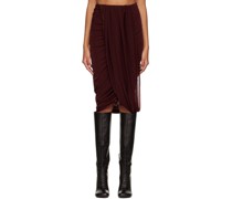 Burgundy Draped Midi Skirt