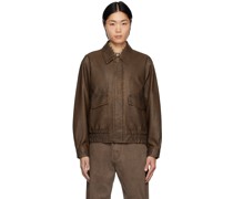 Brown A-2 Faux-Leather Jacket