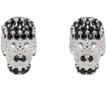 SSENSE Exclusive Silver Dusted Skull Earrings