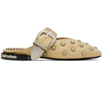 Beige Studded Slippers