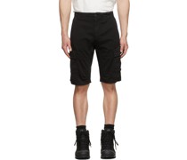 Black Sateen Cargo Shorts