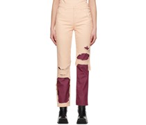 Pink & Burgundy Double Destroyed Jeans