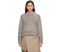Gray Offset Zip Sweater
