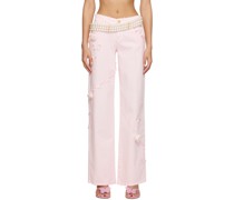 Pink Oversized Thorn Jeans
