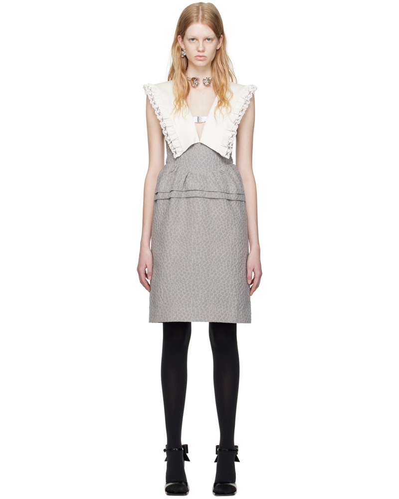 SHUSHU/TONG Damen Gray V-Neck Midi Dress