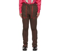 Brown & Red Paneled Trousers