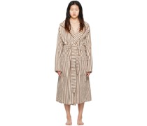Off-White & Brown Oversized Hooded Bathrobe