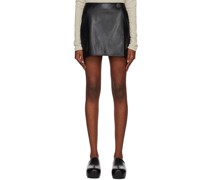 Black Big Button Faux-Leather Miniskirt