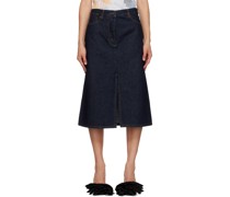 Indigo Slit Denim Midi Skirt