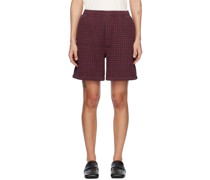 Navy & Burgundy Jacquard Shorts