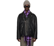 Black Distressed Leather Jacket