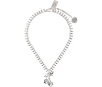 Silver Cherry Long Chain Necklace