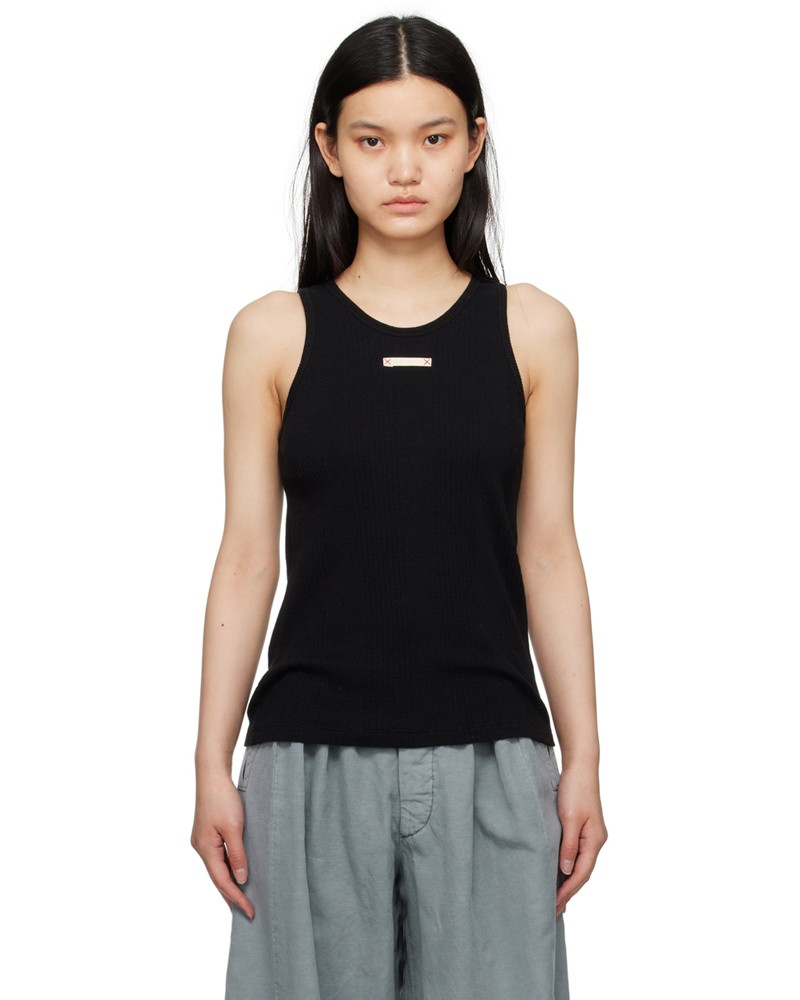 Maison Margiela Damen Black Fancy Rib Tank Top Maison Margiela Damen Black Fancy Rib Tank Top