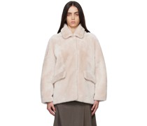 Off-White Shawl Collar Shearling Jacket