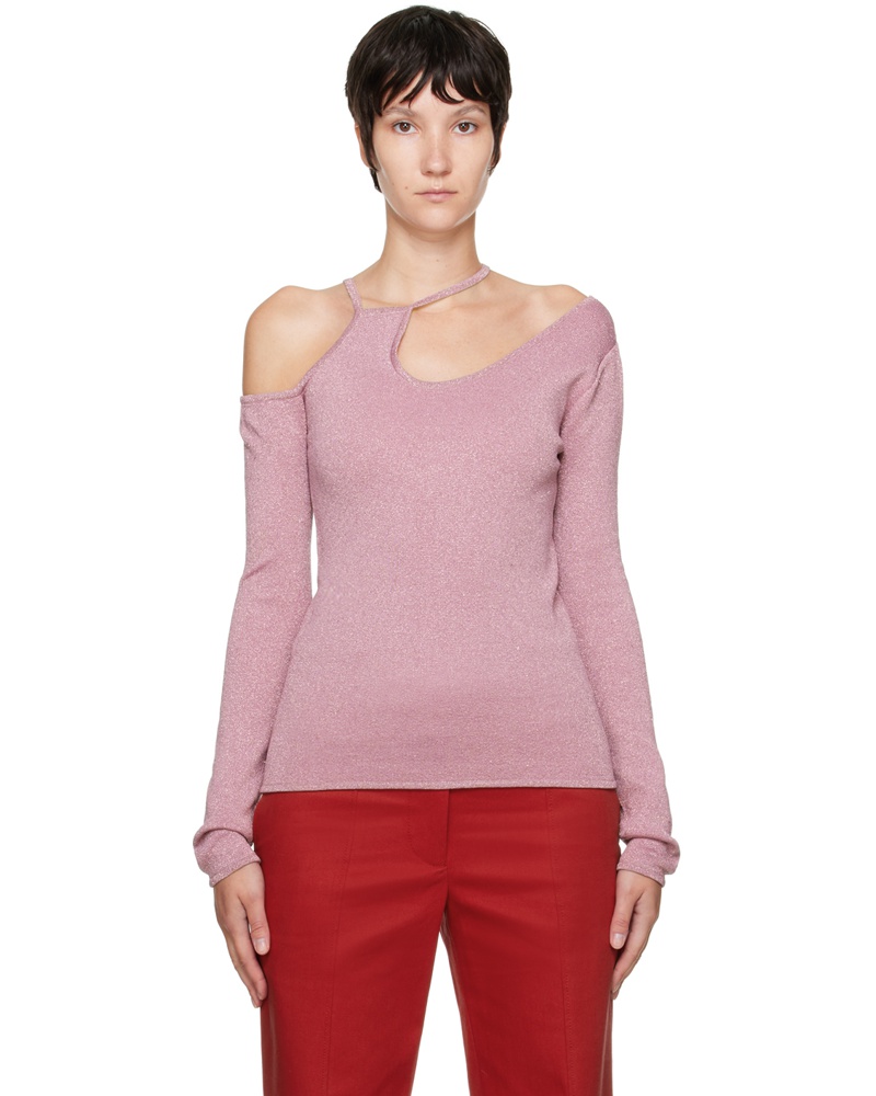 J.W.Anderson Damen Pink Asymmetric Long Sleeve T-Shirt
