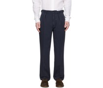 Navy Pleated Trousers