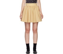 Yellow Frayed Swishy Pleated Miniskirt